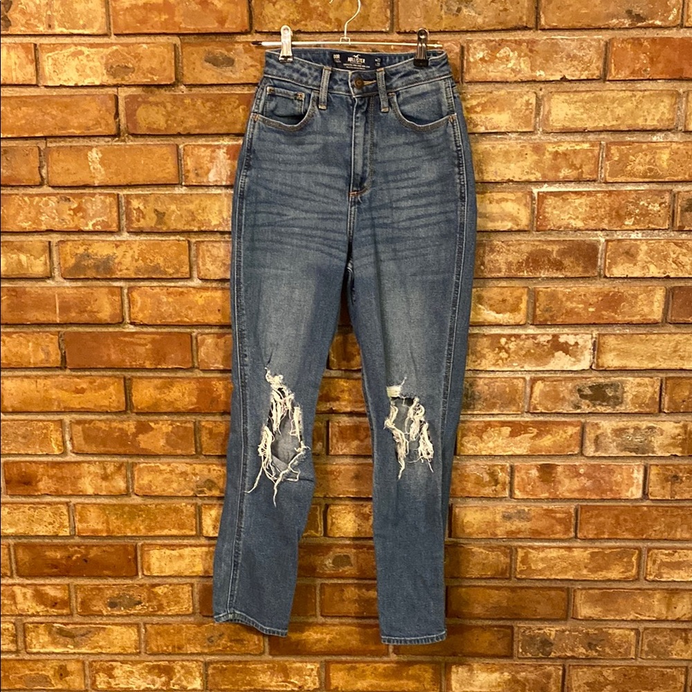 Hollister High Rise Blue Distressed Jeans